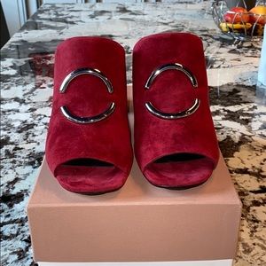 Red Suede Clog Sandals Avis Spiga sz12